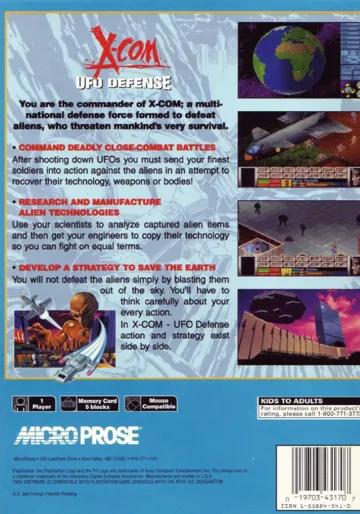 X-COM - UFO Defense (US) box cover back